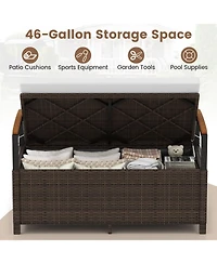 Slickblue Outdoor Deck Box Storage Bench with Padded Seat Cushion