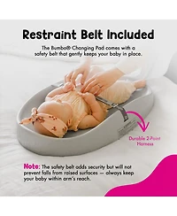 Bumbo Diaper Changing Pad, Ergonomic Baby Changing Mat with Safety Belt, Gray