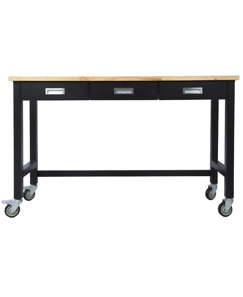 Streamdale Furniture 60 Workbench with drawer, bamboo top & wheels for garage or office"
