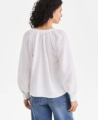 I.n.c. International Concepts Women's Long Sleeve Linen-Blend Blouse, Macy's Exclusive
