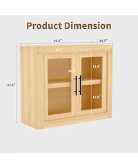Gaomon Sideboard Buffet Cabinet with 2 Glass Doors, Farmhouse Modern Accent Storage Cabinet