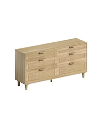Streamdale Furniture 59" Rattan Dresser with 6 Drawers