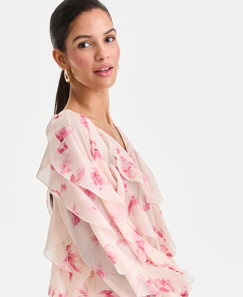 I.n.c. International Concepts Women's Long-Sleeve Ruffled Blouse, Macy's Exclusive