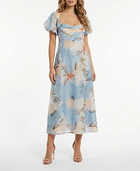 Taylor Women's Pleated Square Neck Empire Waist Dress