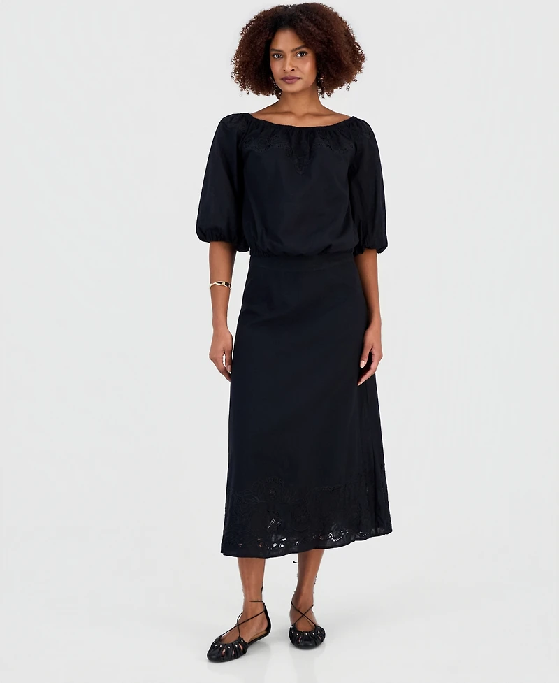 I.n.c. International Concepts Women's Floral Lace-Trim Midi Skirt, Macy's Exclusive