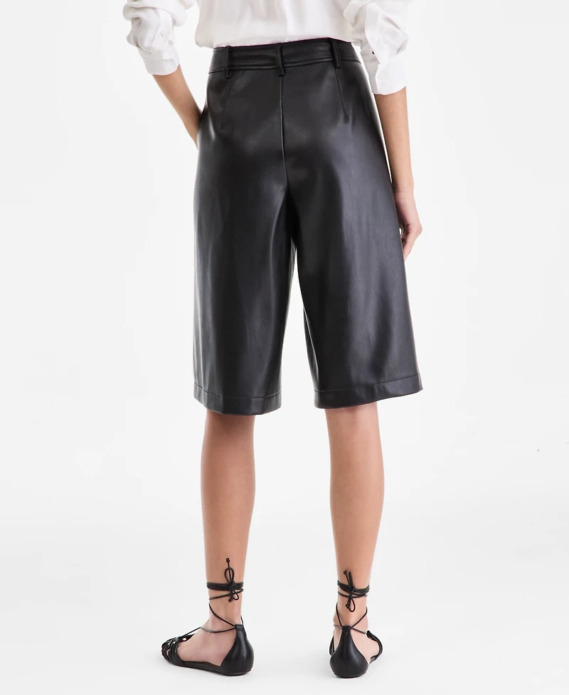 I.n.c. International Concepts Women's Faux Leather Bermuda Shorts