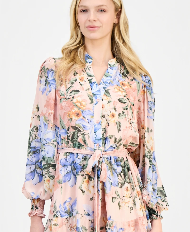 Robbie Bee Women's Belted Tiered Dress