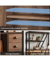 gaomon Tall Bar Cabinet with Led Lights, Storage & Power Outlets