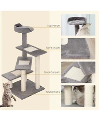 Zeus & Ruta Gray 40" 5-Level Revolving Stair Cat Tree Scratcher