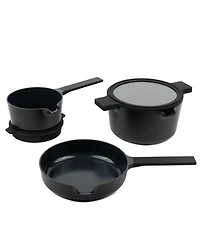 Alva Neat 5-Piece Nesting Cookware Set - Stackable Nonstick Pots & Pans Space-Saving Design for Apartments, RVs Compact Storage