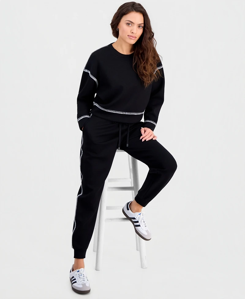 And Now This Petite Whipstitch Scuba Crewneck Top, Macy's Exclusive