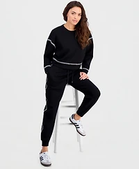 And Now This Petite Whipstitch Scuba Crewneck Top, Macy's Exclusive