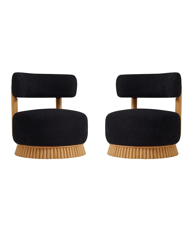 Streamdale Modern Farmhouse Armless Chair Set of 2, Wooden Base, Cozy Upholstered Chair