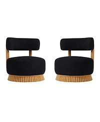 Streamdale Modern Farmhouse Armless Chair Set of 2, Wooden Base, Cozy Upholstered Chair