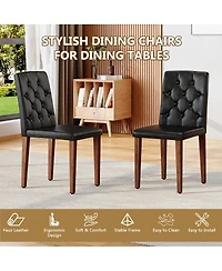 Streamdale Elegant Pu Dining Chair with Ergonomic Buckle Backrest