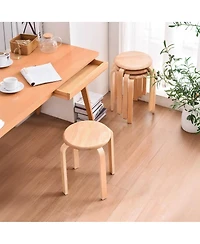 Streamdale Stackable Bentwood Stool Set of 4, 18" Round Stacking Backless Nesting Stools, Natural