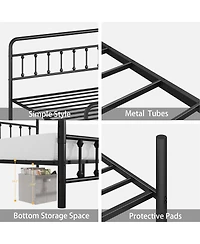 Streamdale Furniture Metal Bed Frame, Full Size, Headboard, Under Bed Storage