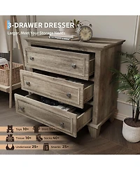 gaomon 3-Drawer Dresser, Wooden Storage Chest with Metal Handles, Modern Small Storage Cabinet