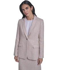 Calvin Klein Petite One-Button Tweed Jacket