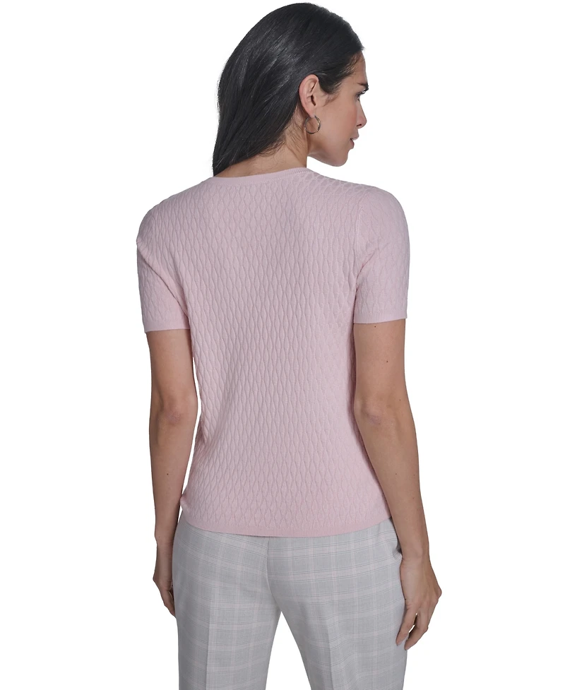 Calvin Klein Petite Textured Short-Sleeve Sweater