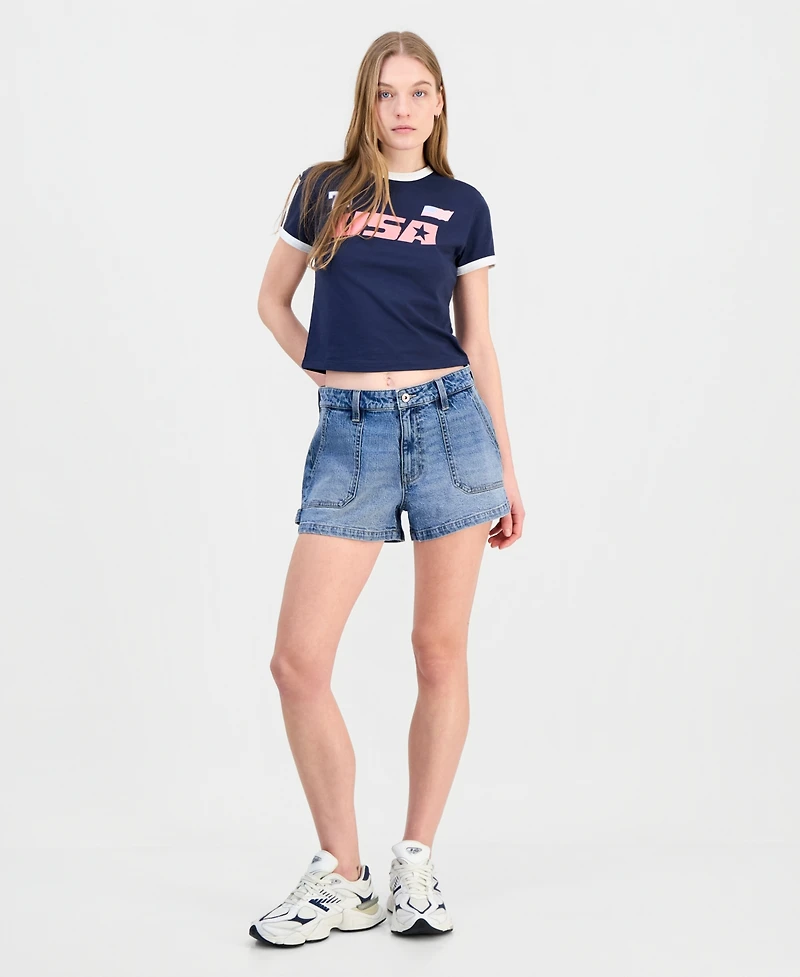 Celebrity Pink Women's Elastic Back Carpenter Shorts