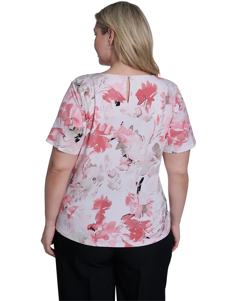 Calvin Klein Plus Knit Short-Sleeve Crew Neck Top