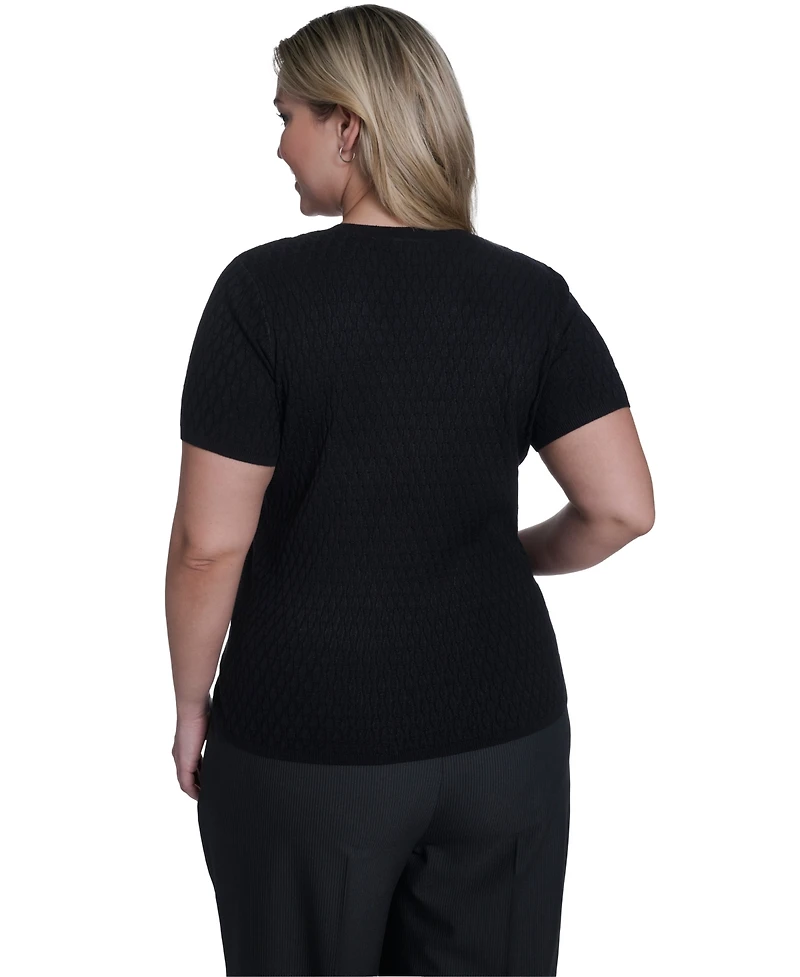 Calvin Klein Plus Short-Sleeve Crew Neck Sweater