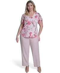 Calvin Klein Plus Printed V-Neck Short-Sleeve Top