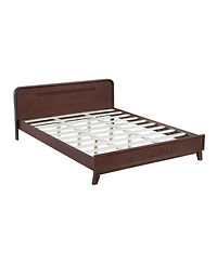 Streamdale Furniture Dark Walnut Queen Bed Frame with Solid Pine Wood Construction