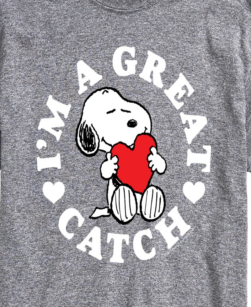 Airwaves Men's Peanuts Snoopy I'M A Great Catch Printed Short-Sleeve Graphic T-Shirt