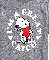 Airwaves Men's Peanuts Snoopy I'M A Great Catch Printed Short-Sleeve Graphic T-Shirt
