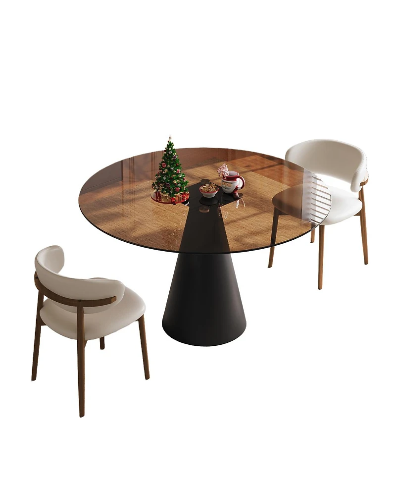 Streamdale 35" Round Glass Dining Table with Carbon Steel Legs (Seats 2-4)