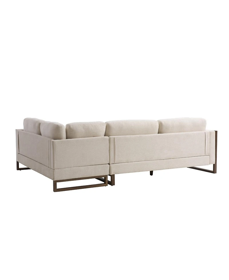 Streamdale Furniture L-Shaped Sectional Sofa - Modern Beige Fabric with Walnut Legs