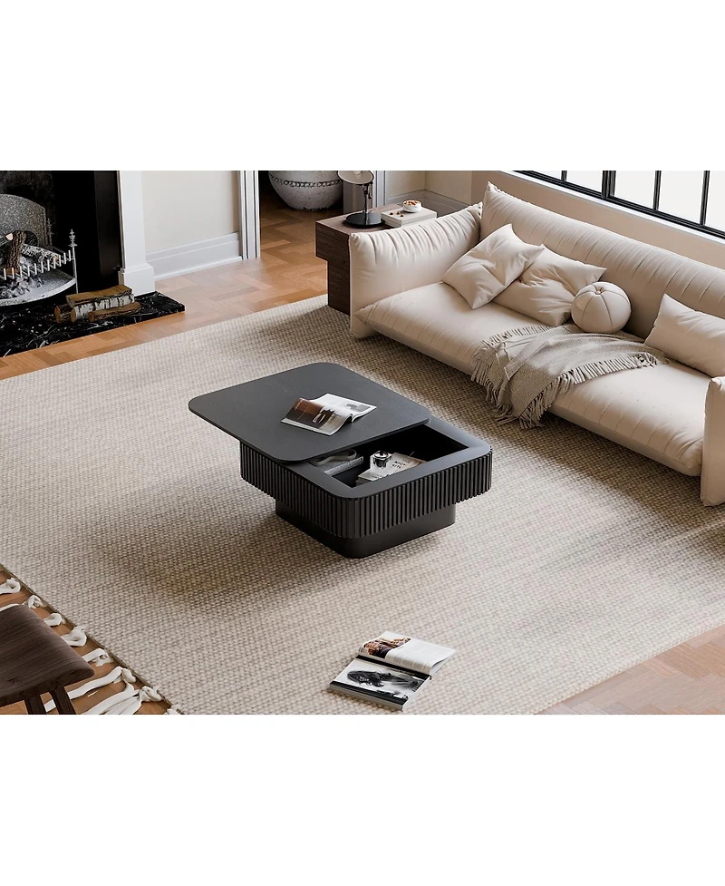 Streamdale Furniture Solid Wood Veneer Storage Coffee Table for Living Room