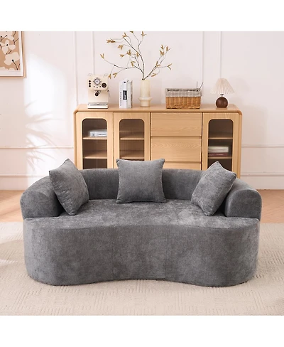 Streamdale Furniture Crescent sofa: Self-inflating, deep-cushioned, 3-seater, no assembly. (Gray)