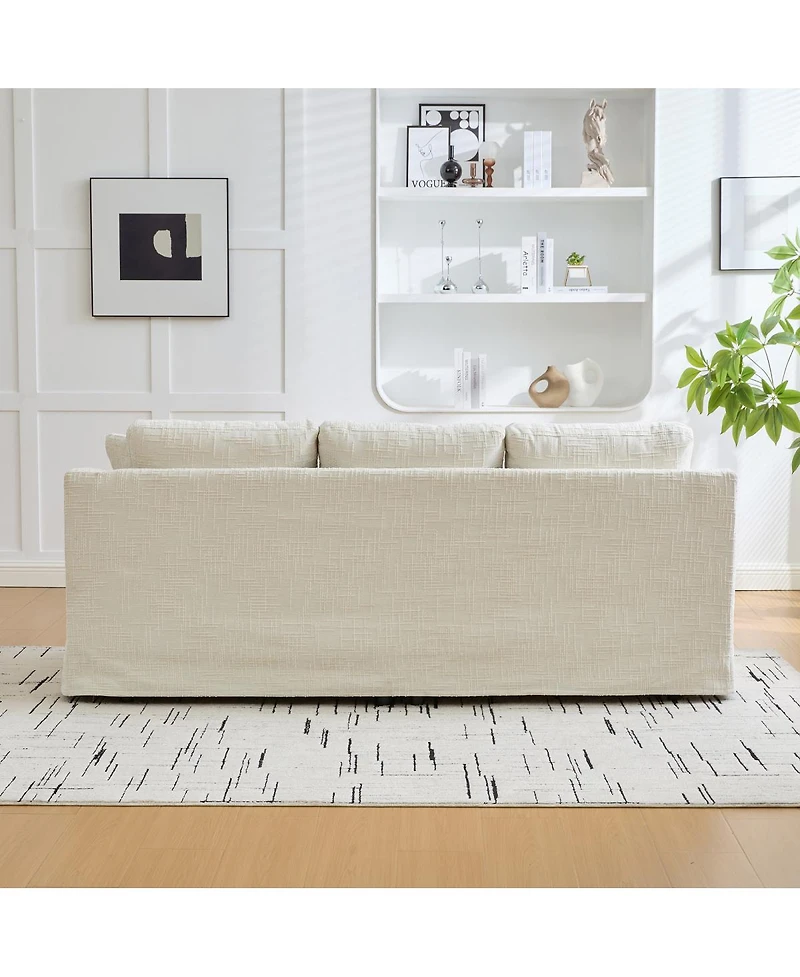 Streamdale Furniture Modern Casual Chenille Sofa, Deep Seat, Three-Seater, Removable Cover, Beige