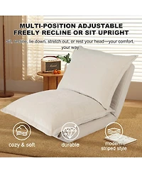 Streamdale Furniture Convertible Flip Chair: Floor SofaBed with Adjustable Backrest andPillows-Beige
