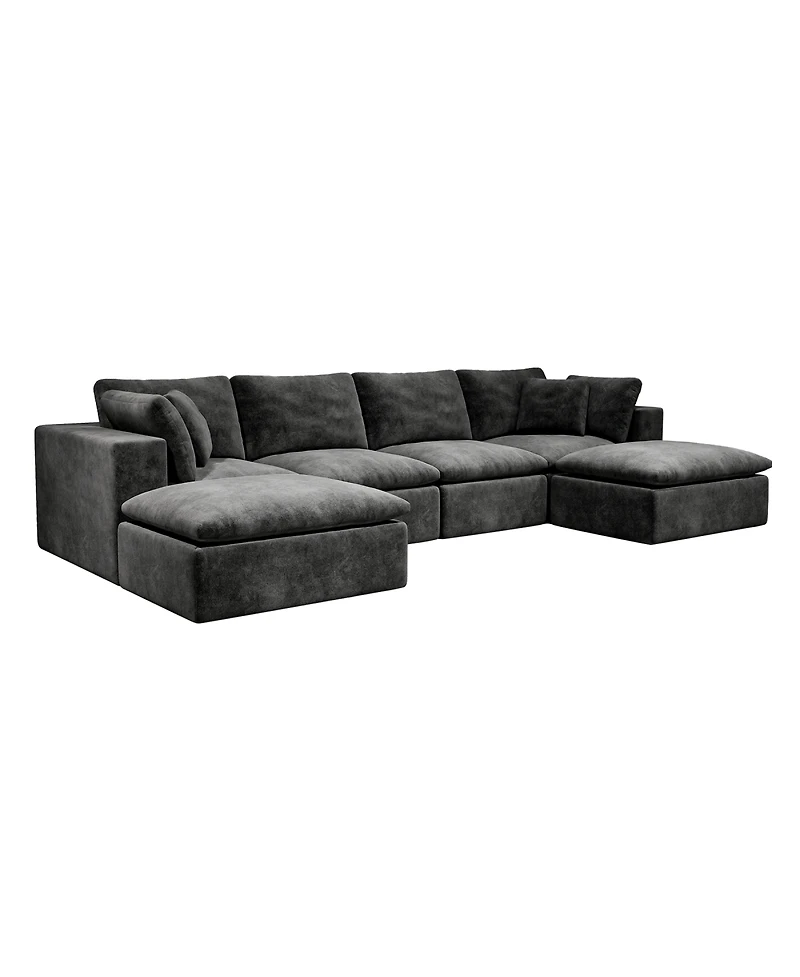 Streamdale Furniture Modular Upholstered Corduroy Sectional Sofa, 5PC Free Combination, Gray