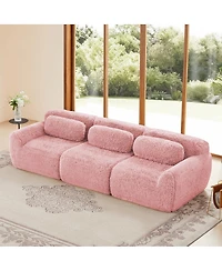 Streamdale Furniture 114" Soft Fluffy Plush Modular Sectional Sofa Couch w/ Ottoman