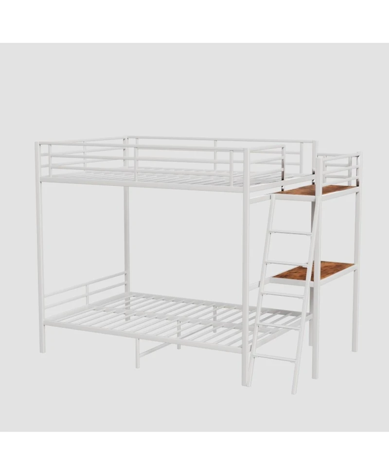 Streamdale Furniture White full size bunk bed with Led light and charging socket