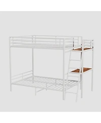 Streamdale Furniture White full size bunk bed with Led light and charging socket