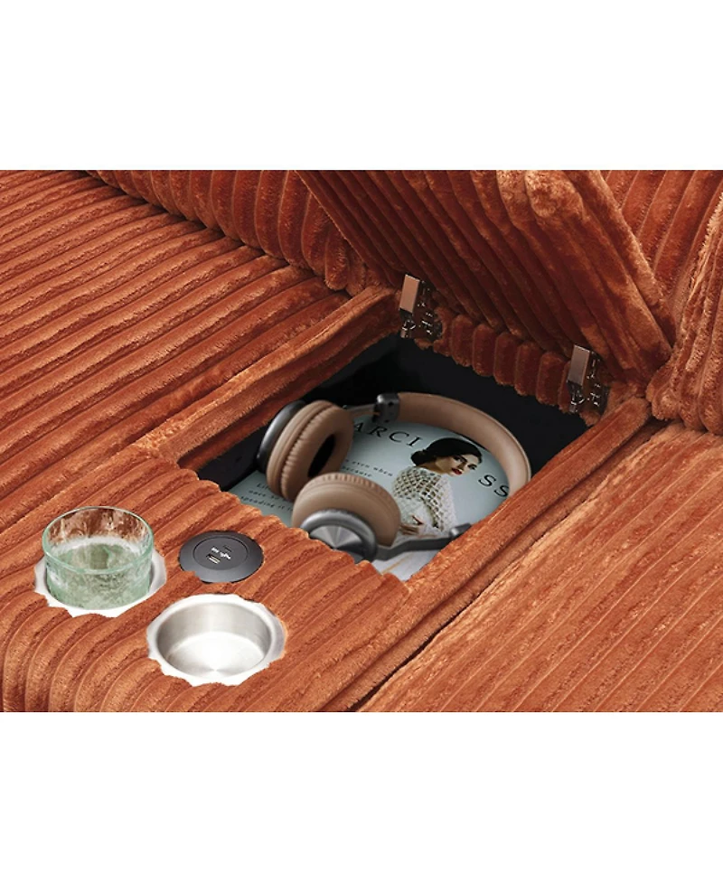 Streamdale Furniture 120" 5-piece U-shaped sofa w/ console, Usb ports & 4 pillows