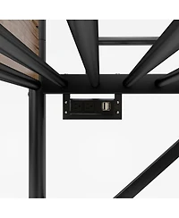 Streamdale Furniture Twin Xl over Twin Xl Metal Bunk Bed with Led & Charge Station, 2 Drawers