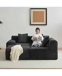 Streamdale 114-inch Corduroy Modular Sofa with Inlaid Design, 3 Pillows, Wider Backrest, 4 Modules.