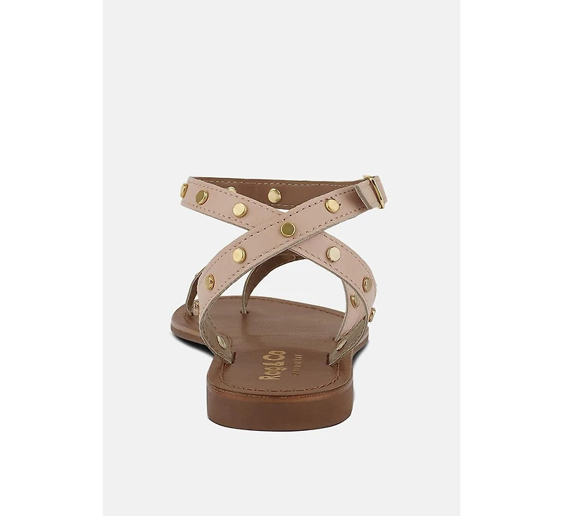 Oprah Womens Studs Embellished Flat Sandals
