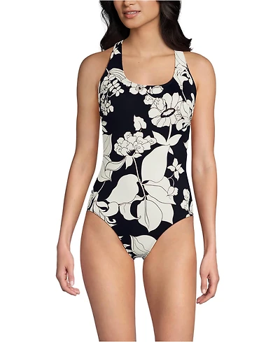 Lands' End Women's Long Tugless X-Back One Piece Swimsuit