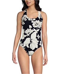 Lands' End Women's Long Tugless X-Back One Piece Swimsuit