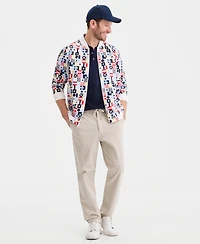 Club Room Men's Nautical Flag Print Windbreaker, Macy's Exclusive - Navy Geos