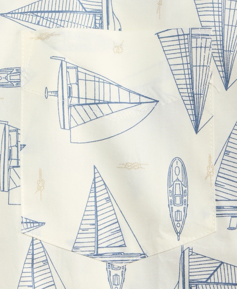 Club Room Men's Poplin Short-Sleeve Shirt, Macy's Exclusive - Sail Boat Print