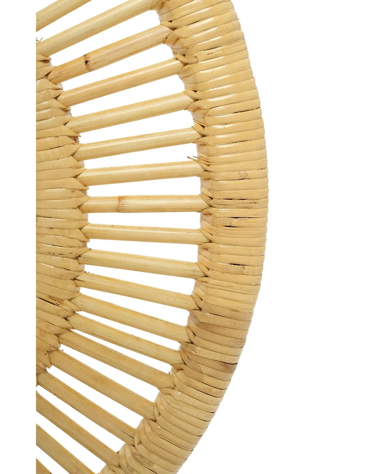 Wicker Village Round Wall Hanging Mirror with Rattan Frame, Boho Decorative Mirror, Natural Finish for Living Room, Bedroom & Bathroom